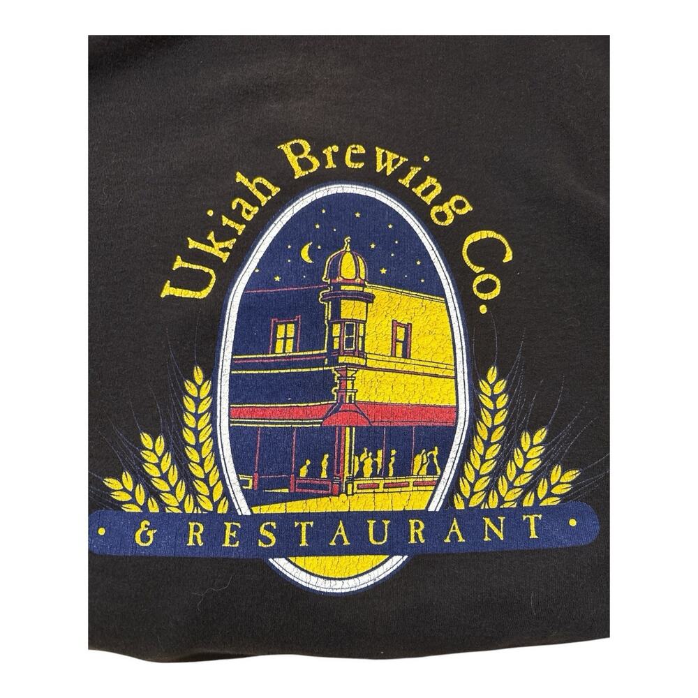 VINTAGE XL Ukiah Brewing Co. Black Pullover Hoodie Organic Ales & Lagers Brewery - Picture 4 of 4
